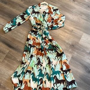 Fabulous designer horse print wrap maxi dress